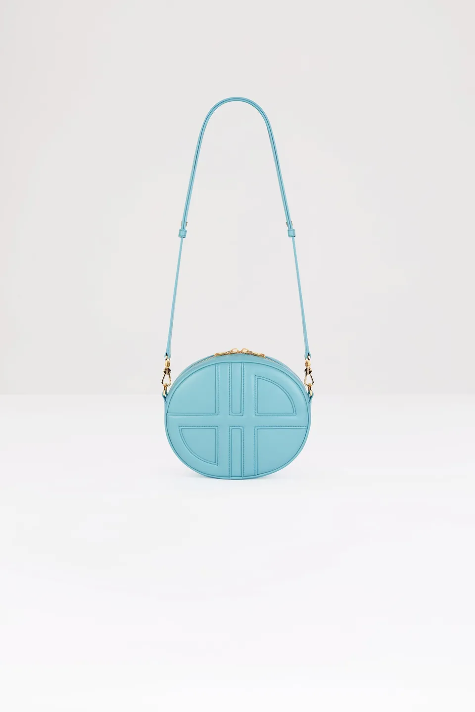 Patou Le JP sac cuir bleu bijou 21 cm bandoulière monogramme