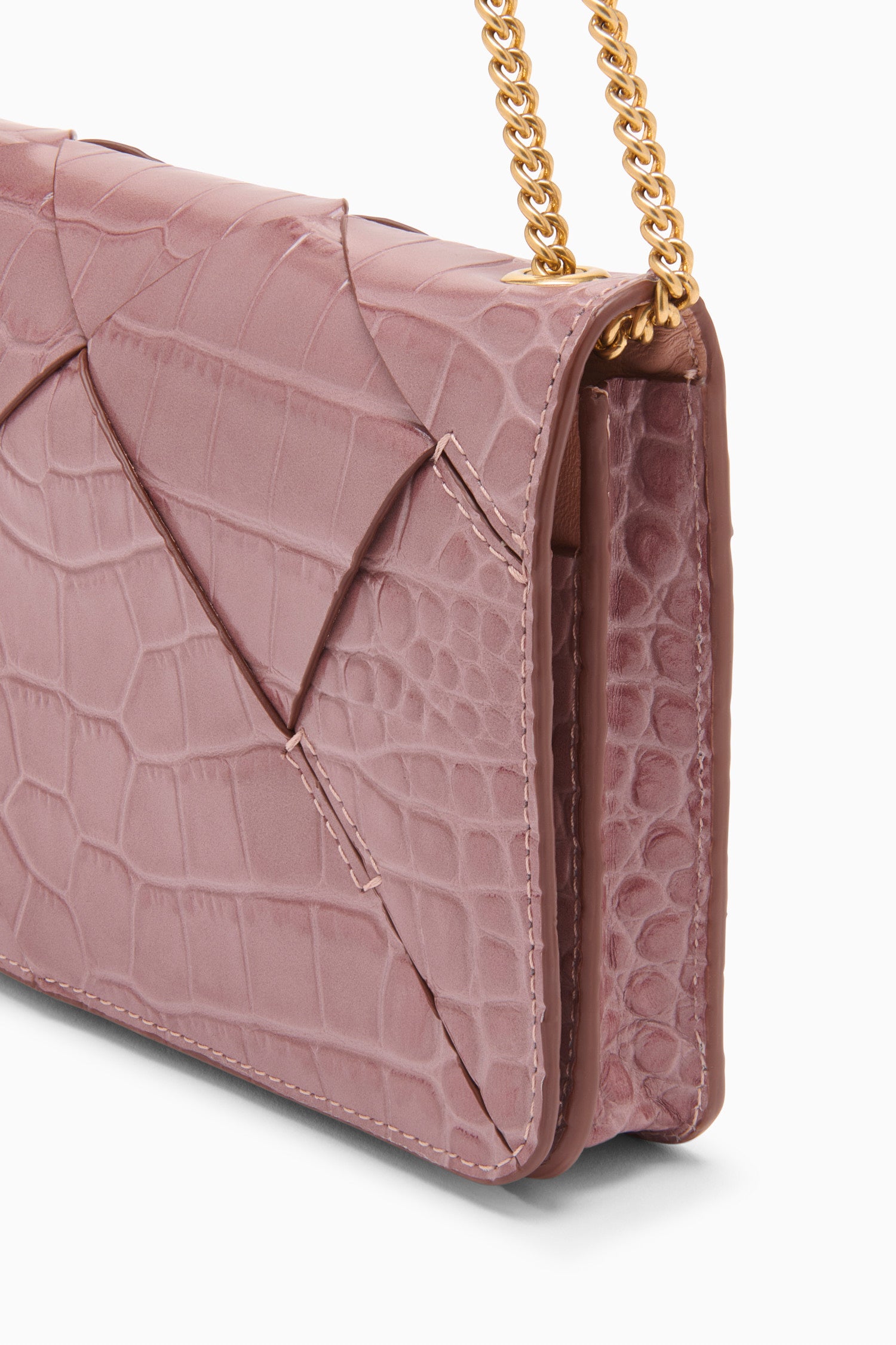 Ulla Johnson Charlotte Flap Bag sac Rosa croco chaîne