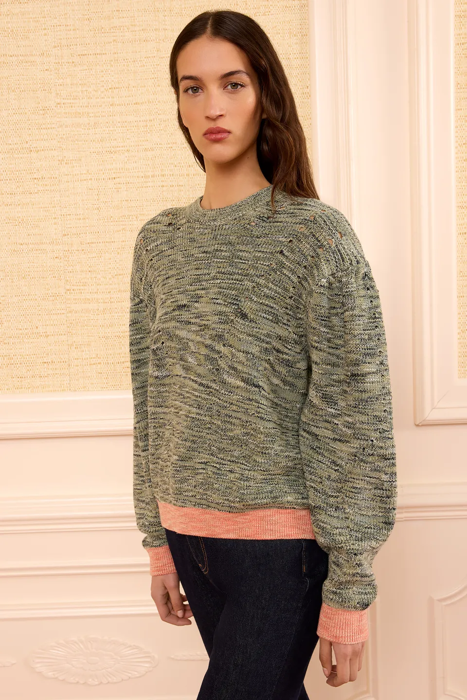 Ulla Johnson Illesa pull coton vert piedstone