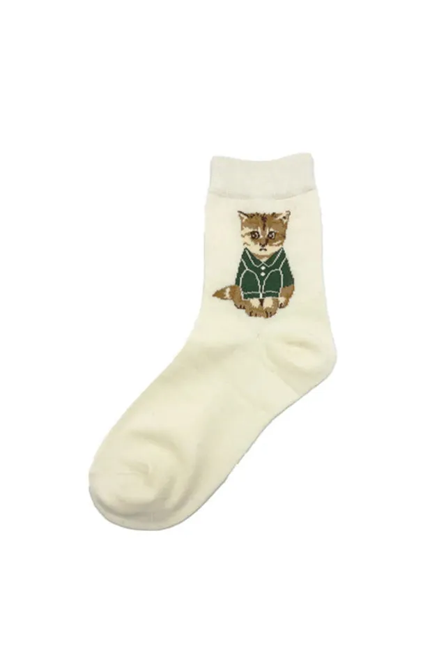 Paul & Joe Nounette Assis chaussettes ivoire 36-39 motif chat