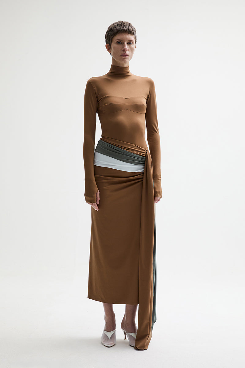 ATU Body Couture Starling jupe midi camel jersey S