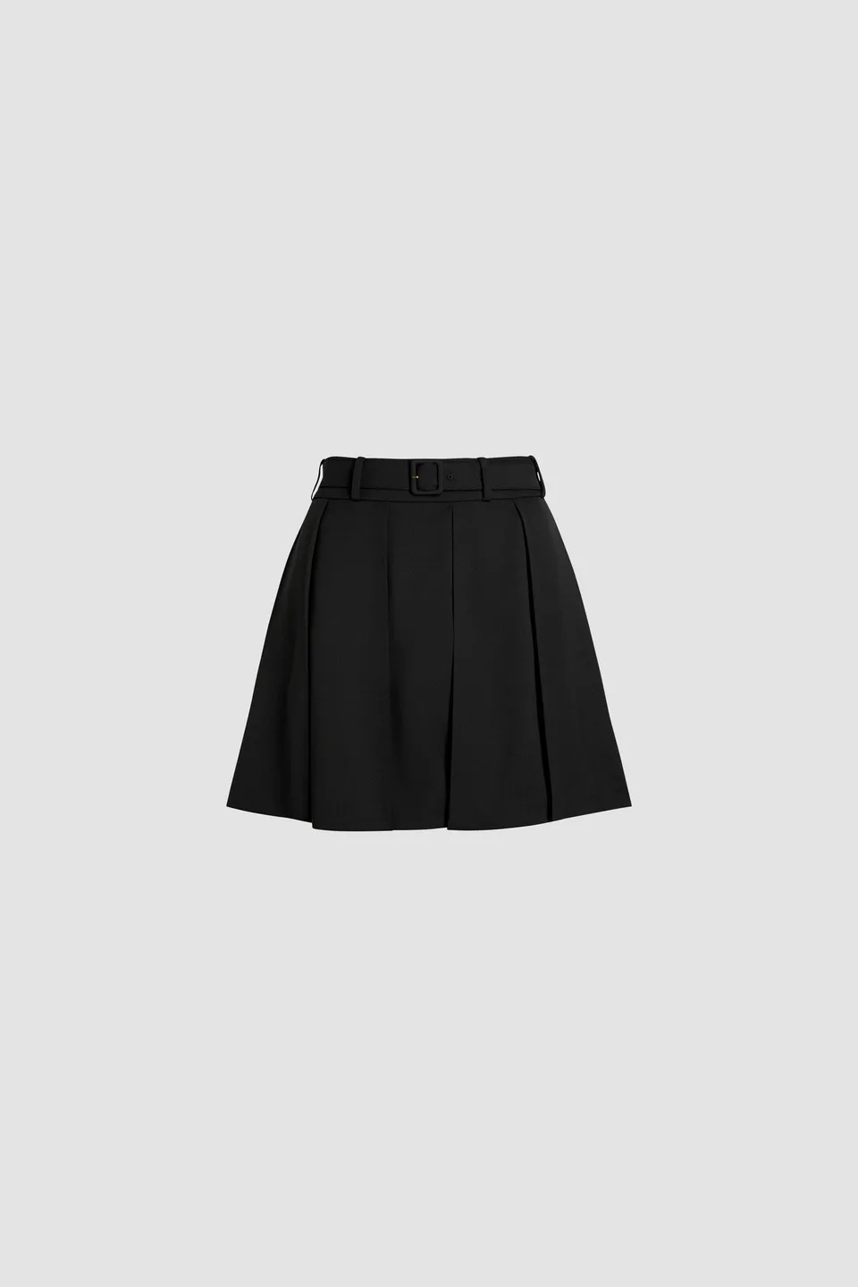 Patou SK071 mini jupe plissée laine noire ceinture