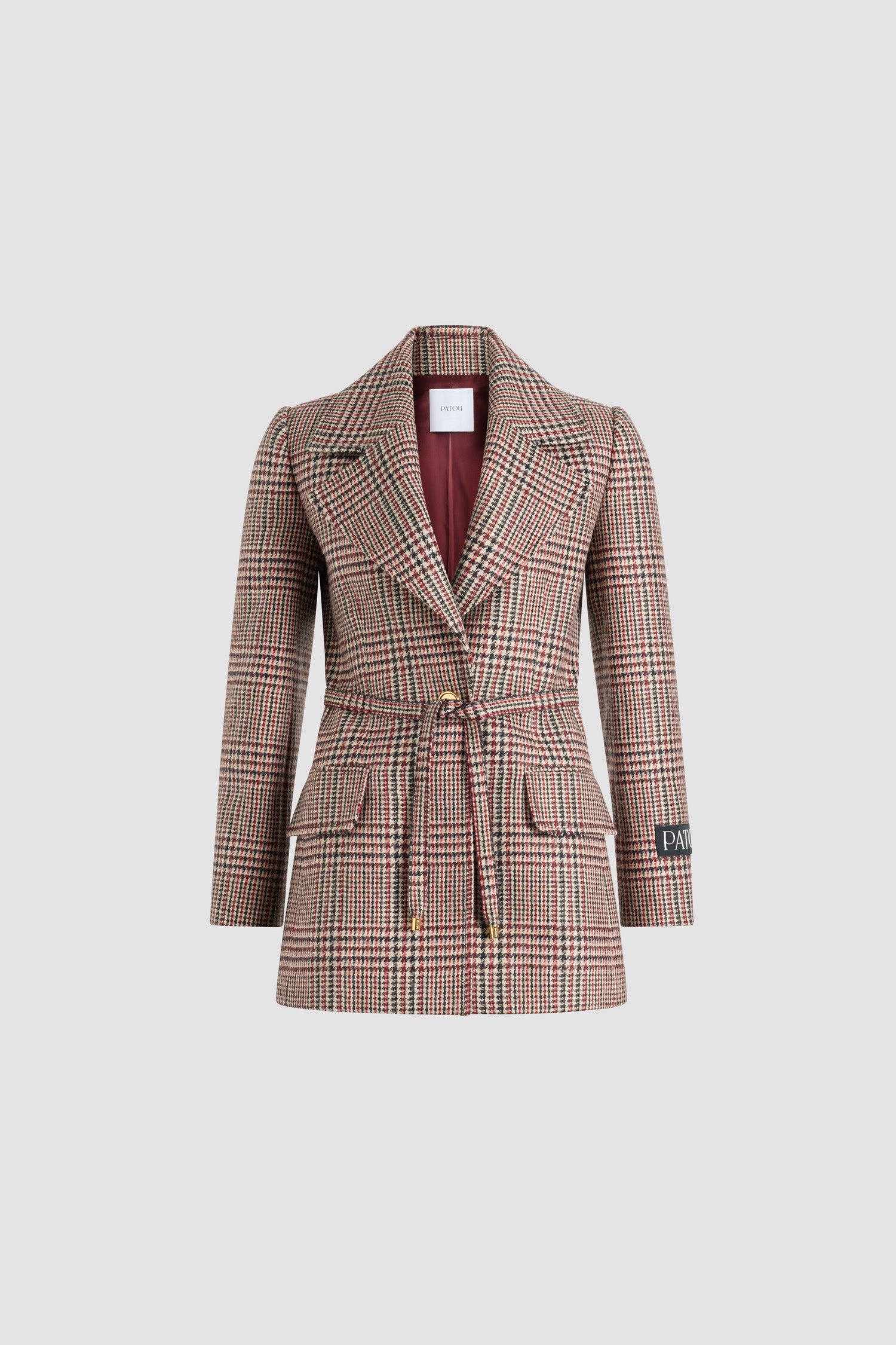 Patou JA061 veste longue Prince Of Wales flanelle laine