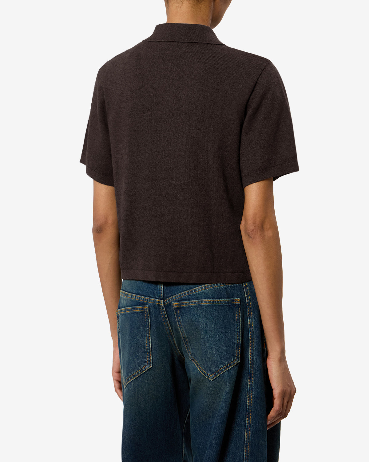 Isabel Marant Althea pull polo chocolat coton laine