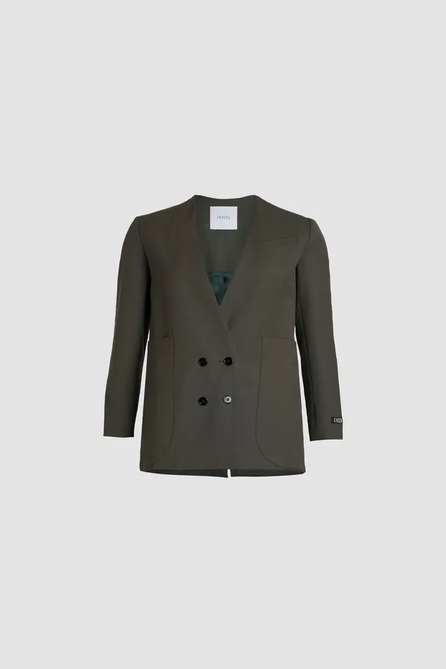 Patou JA002 veste kaki laine sans col croisée