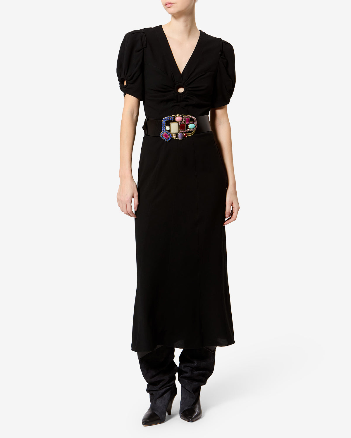 Isabel Marant Surelia robe noire longue drapée