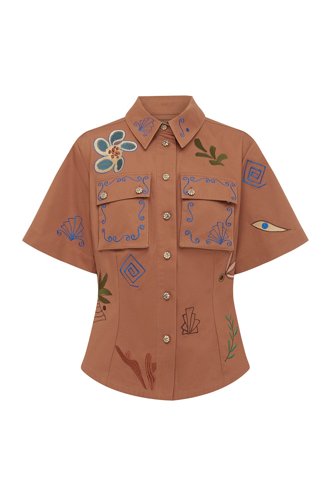 Alemäis Dusty Embroidered Fitted Shirt chemise coton taille 8