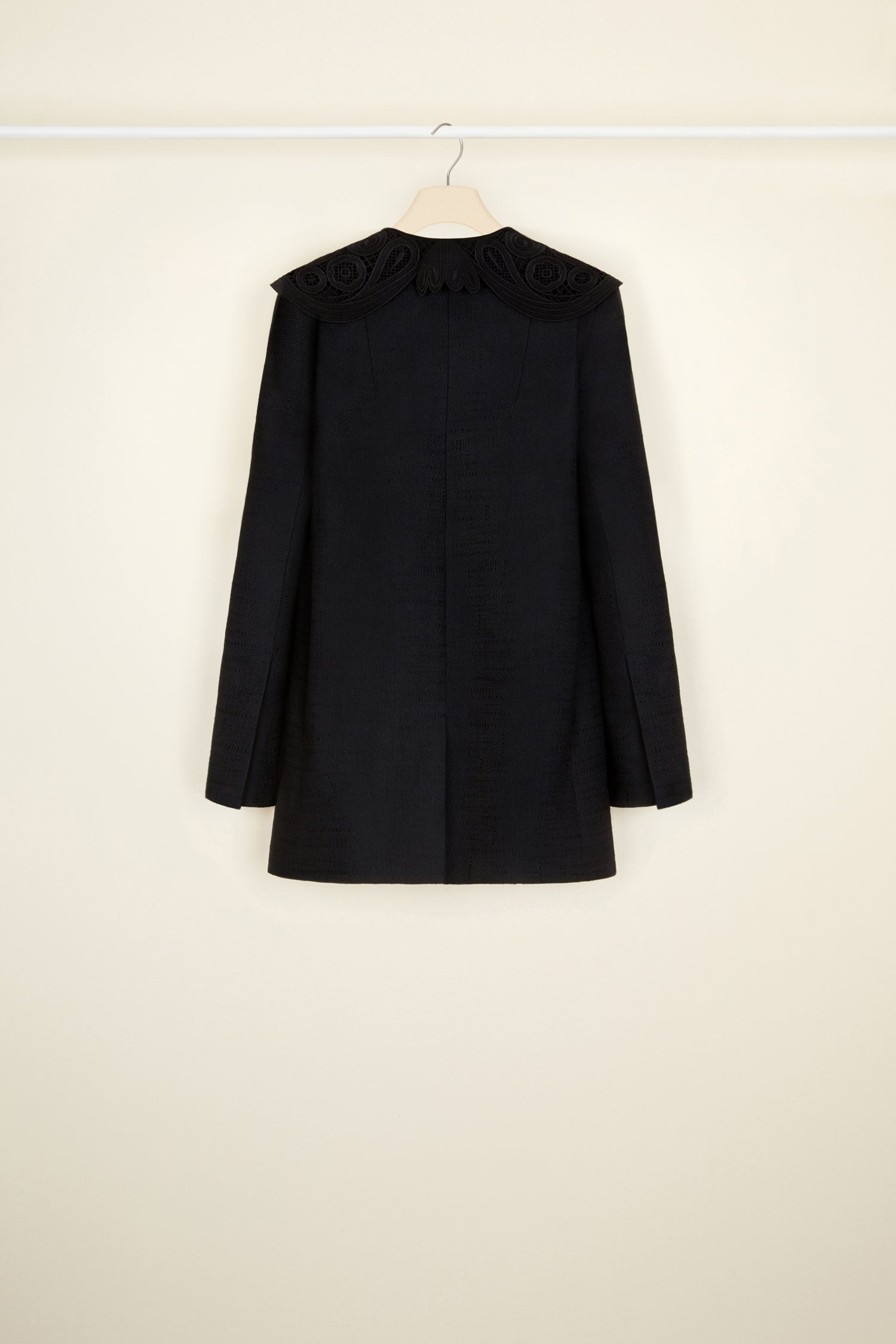 Patou JA019 veste tweed noire taille 34 guipure