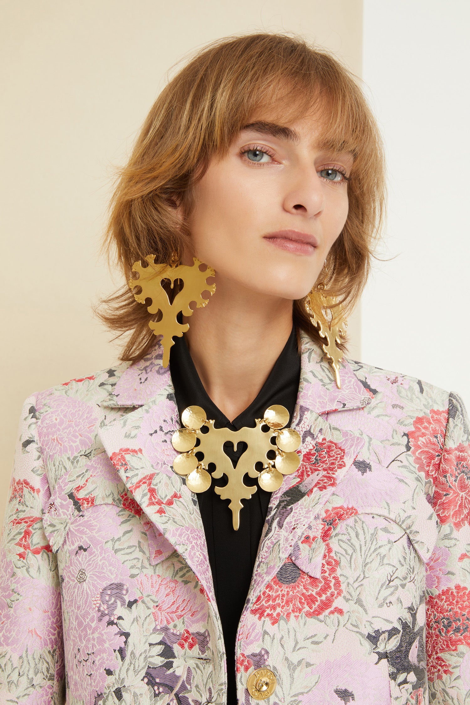 Patou JA017 veste jacquard coton Birds Peonies 34-44