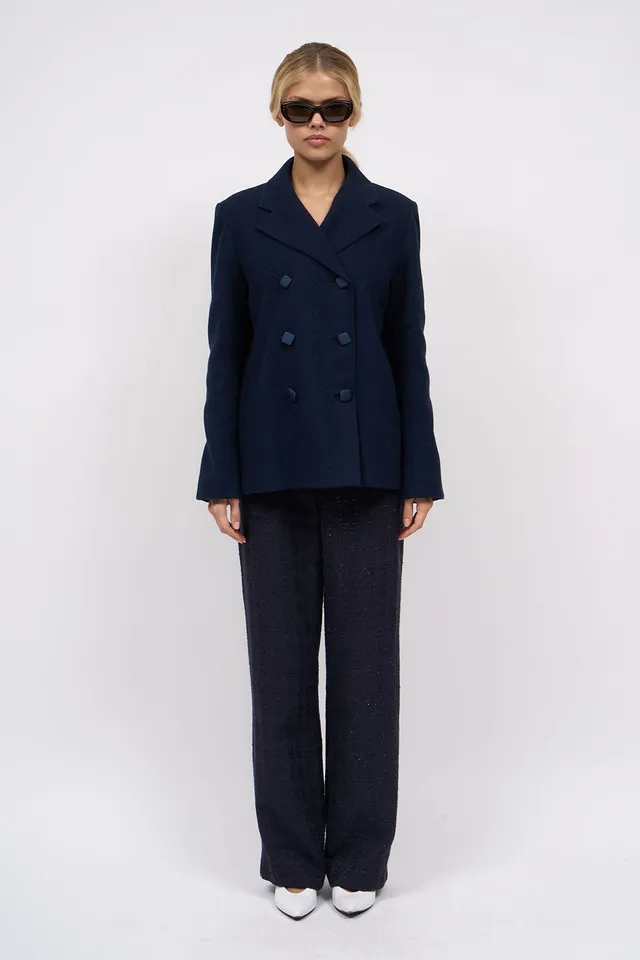 Paul & Joe Tailoring Granval pantalon droit tweed lurex marine