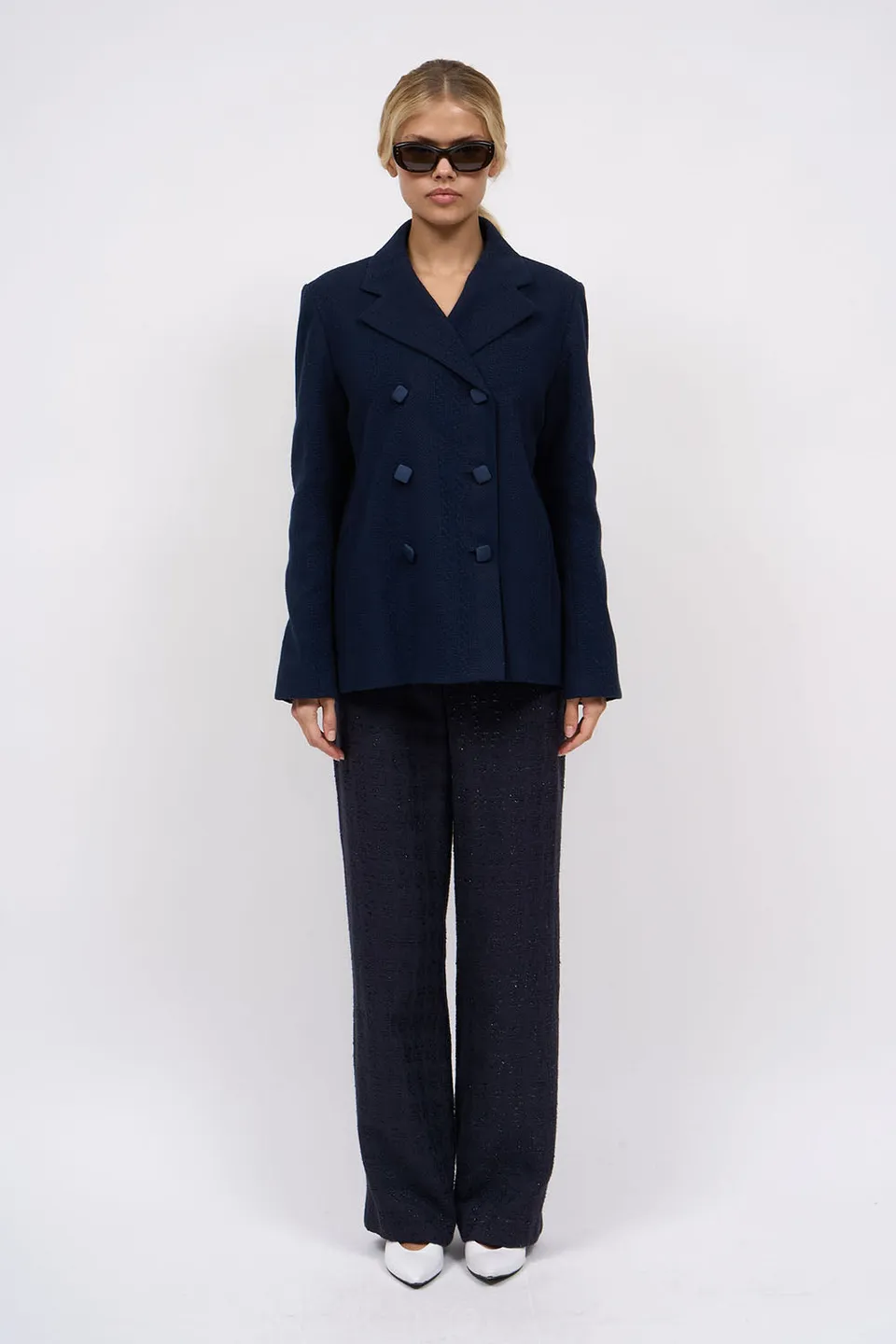 Paul & Joe Tailoring Granval pantalon droit tweed lurex marine