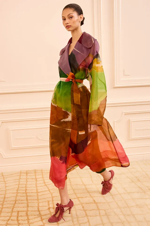 Ulla Johnson Novalie Trench Soie Organza Multicolore