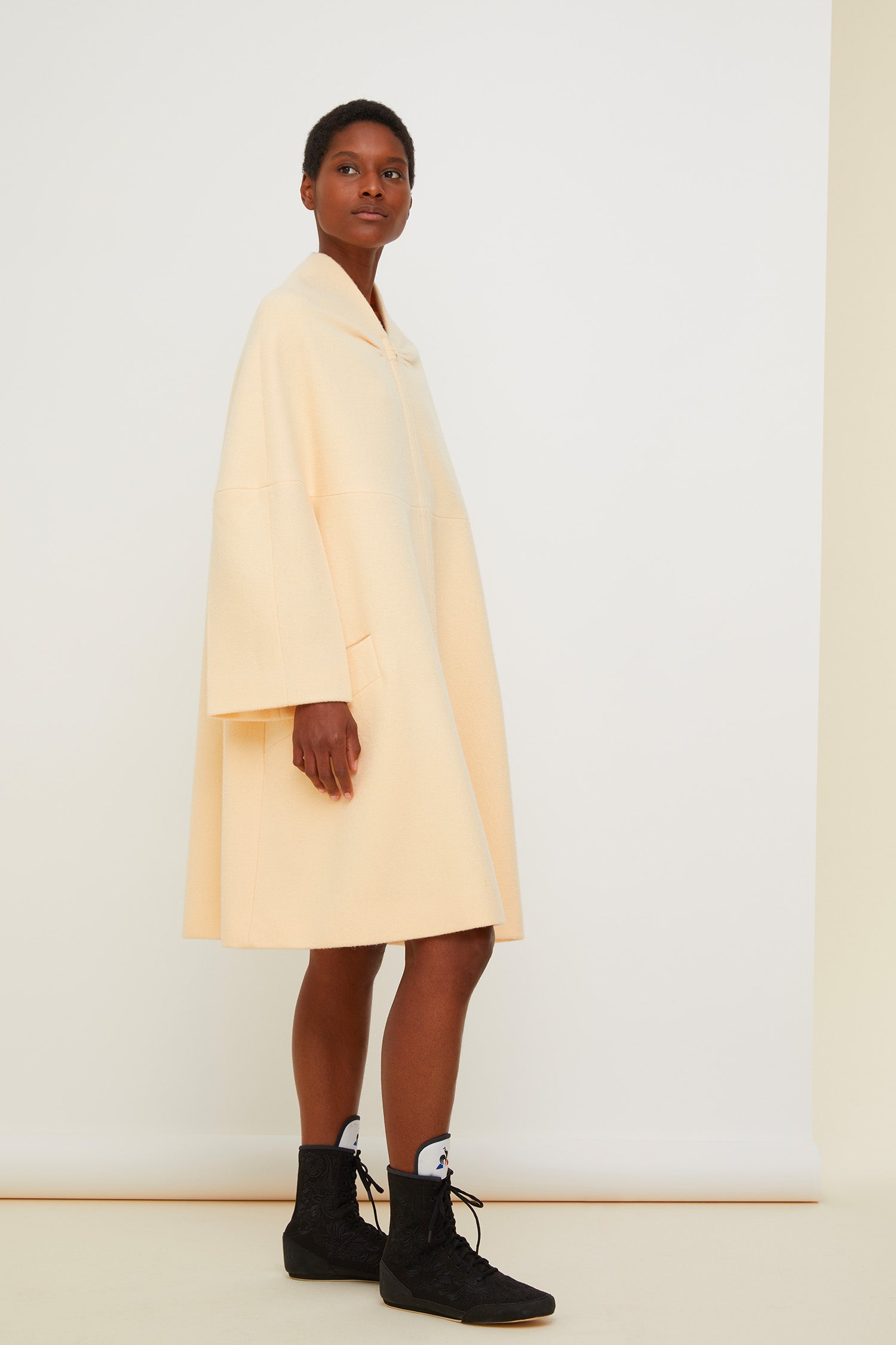 Patou Coats H20CO003 manteau laine peche oversize 36