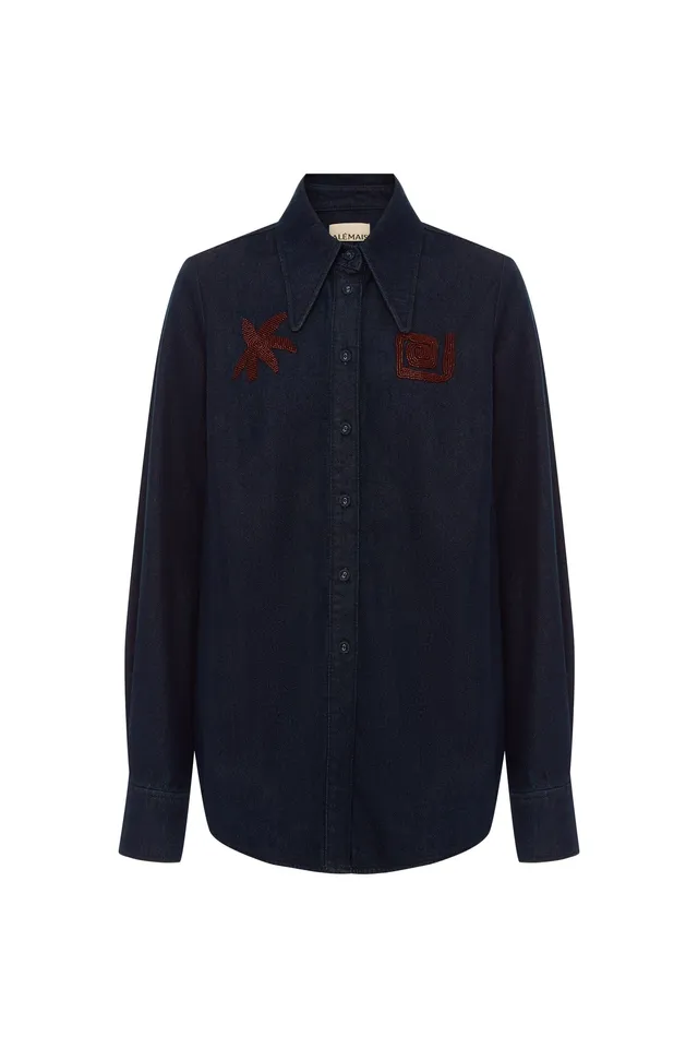 Alemais Delany chemise jean perlée coton
