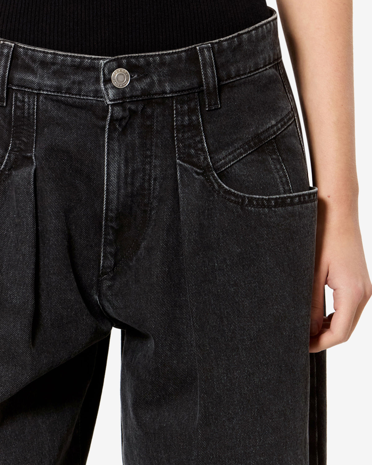 Isabel Marant Lisha jean noir délavé barrel taille haute