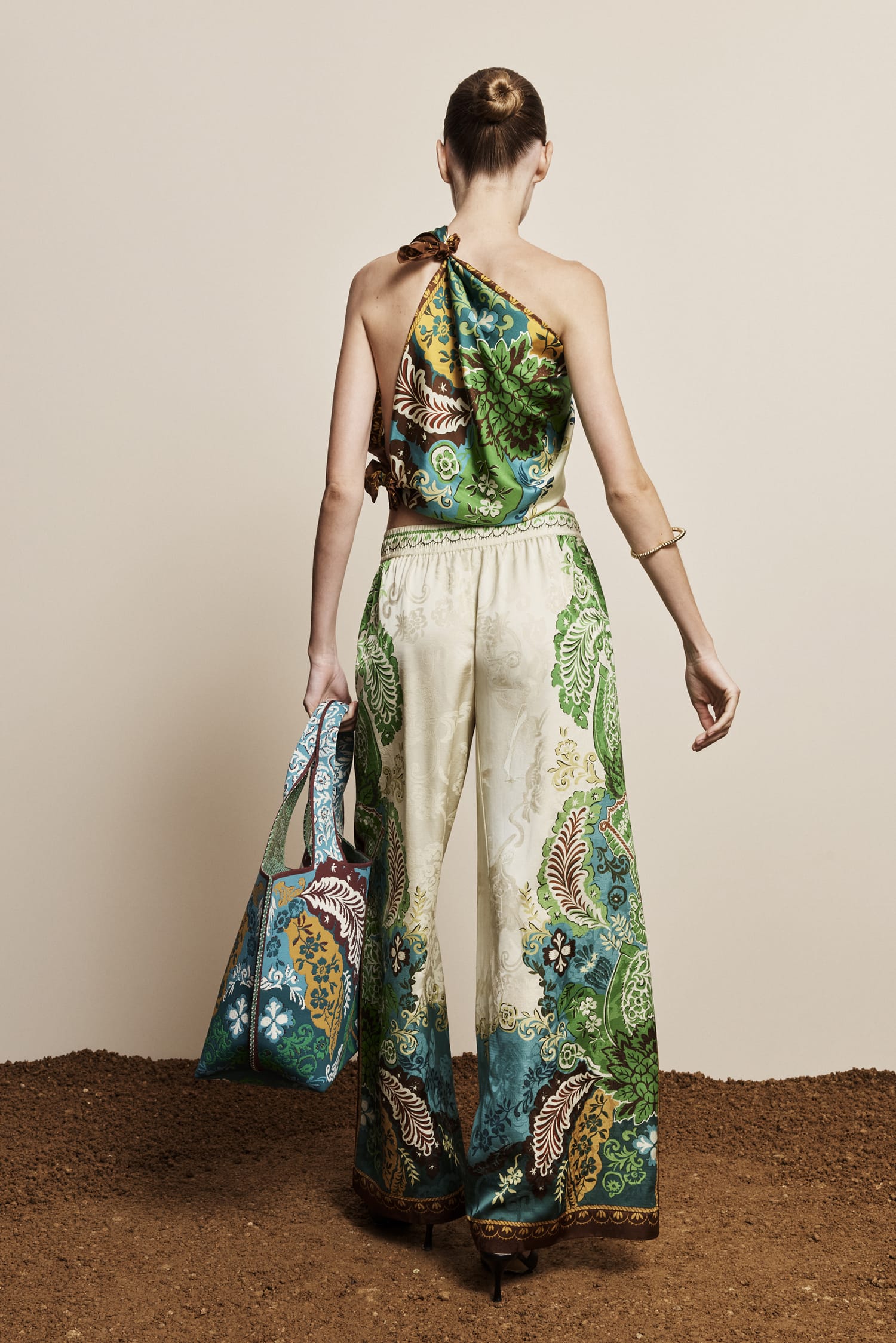 Alemaïs Florence pantalon large jacquard botanique