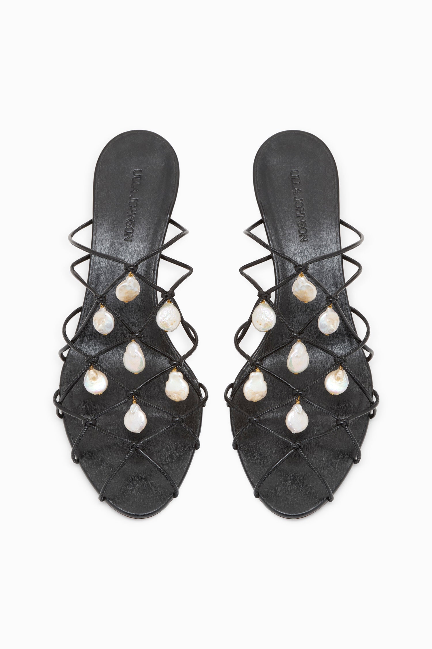 Ulla Johnson Colette sandale talon kitten Noir perles 50 mm