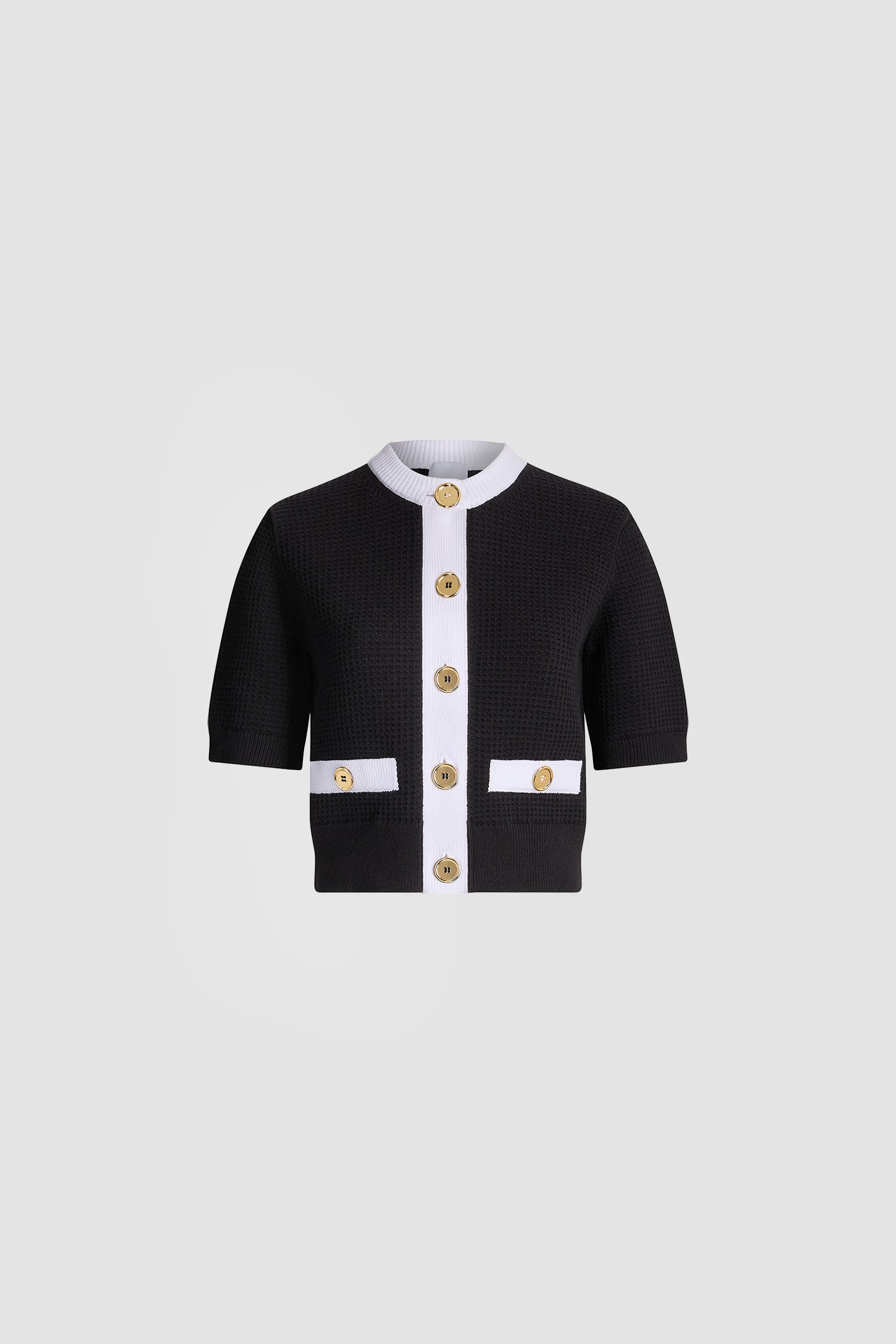 Patou KN338 cardigan noir coton manches courtes