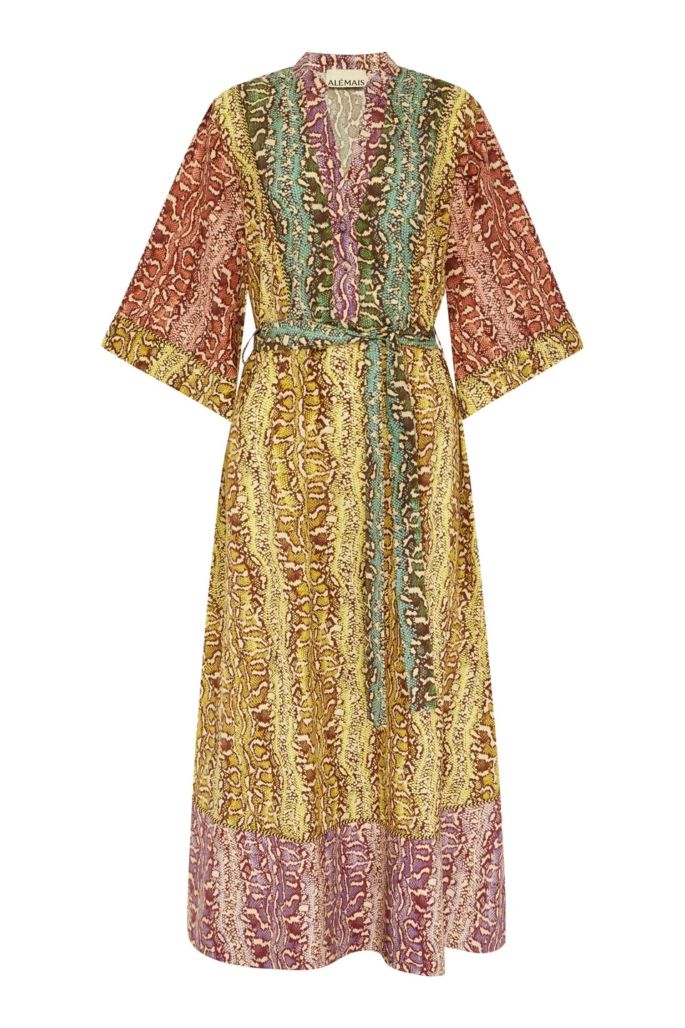 Alemäis Varna robe midi coton bio col V ceinture
