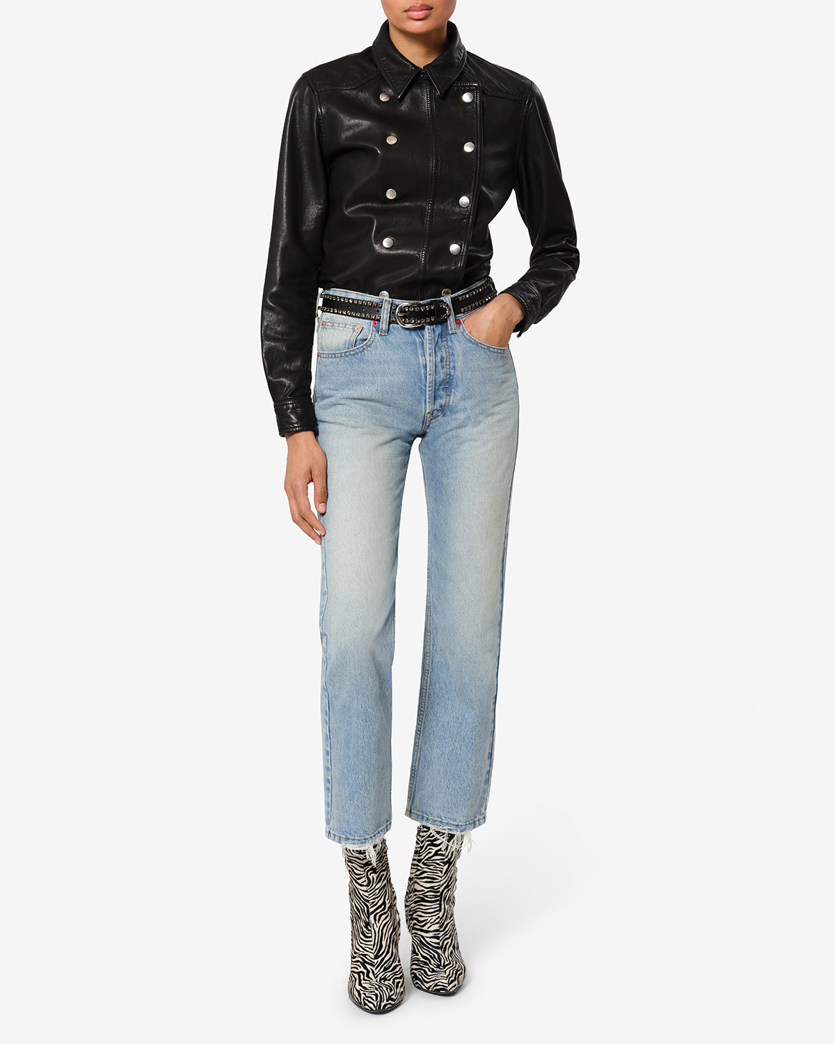 Isabel Marant Daya PA0807FA jean cropped bleu vintage