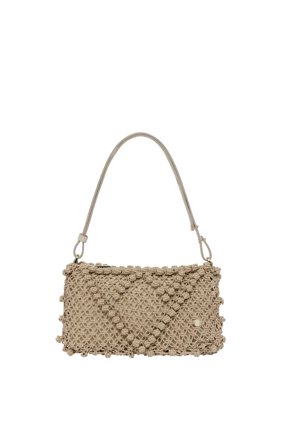 Alemais Accessories Leather Macrame Clutch pochette taupe OS