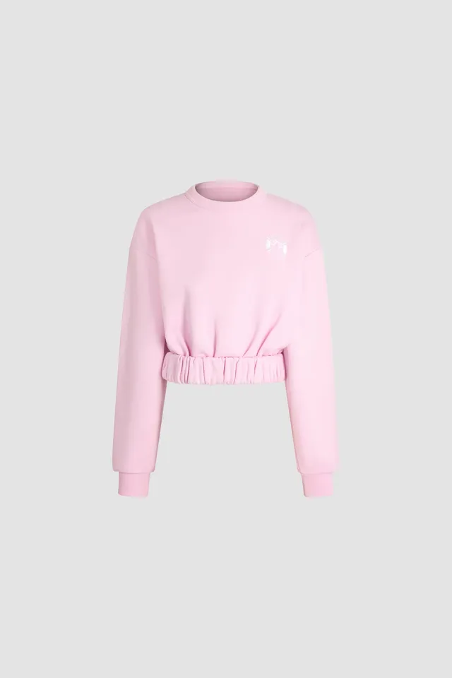 Patou SP065 sweat cropped coton bio rose Candy Pink
