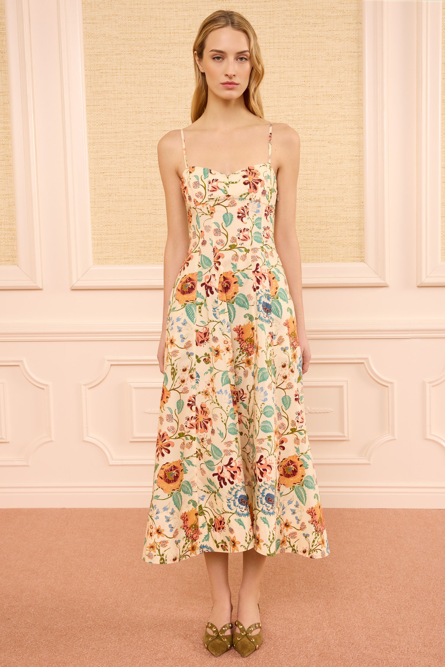 Ulla Johnson Fiora PF260138 robe coton Abalone midi fleurie