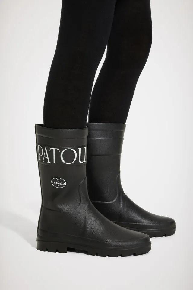 Patou FO010 bottes caoutchouc noires mi-mollet