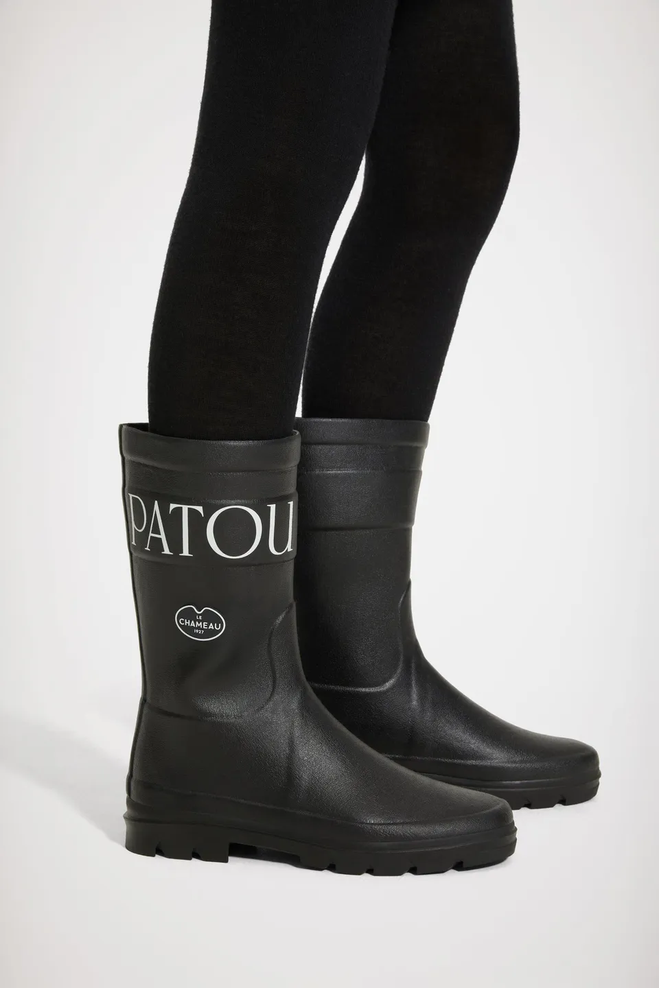 Patou FO010 bottes caoutchouc noires mi-mollet