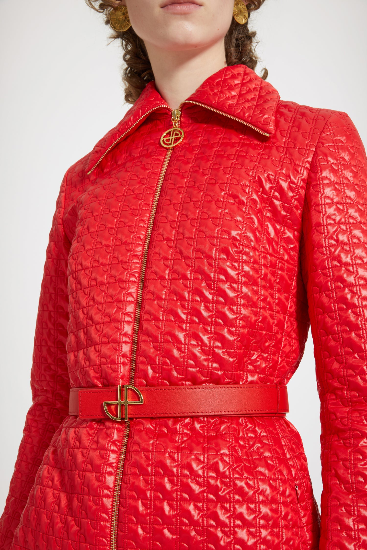 Patou H23JA0330123307R veste longue matelassée rouge
