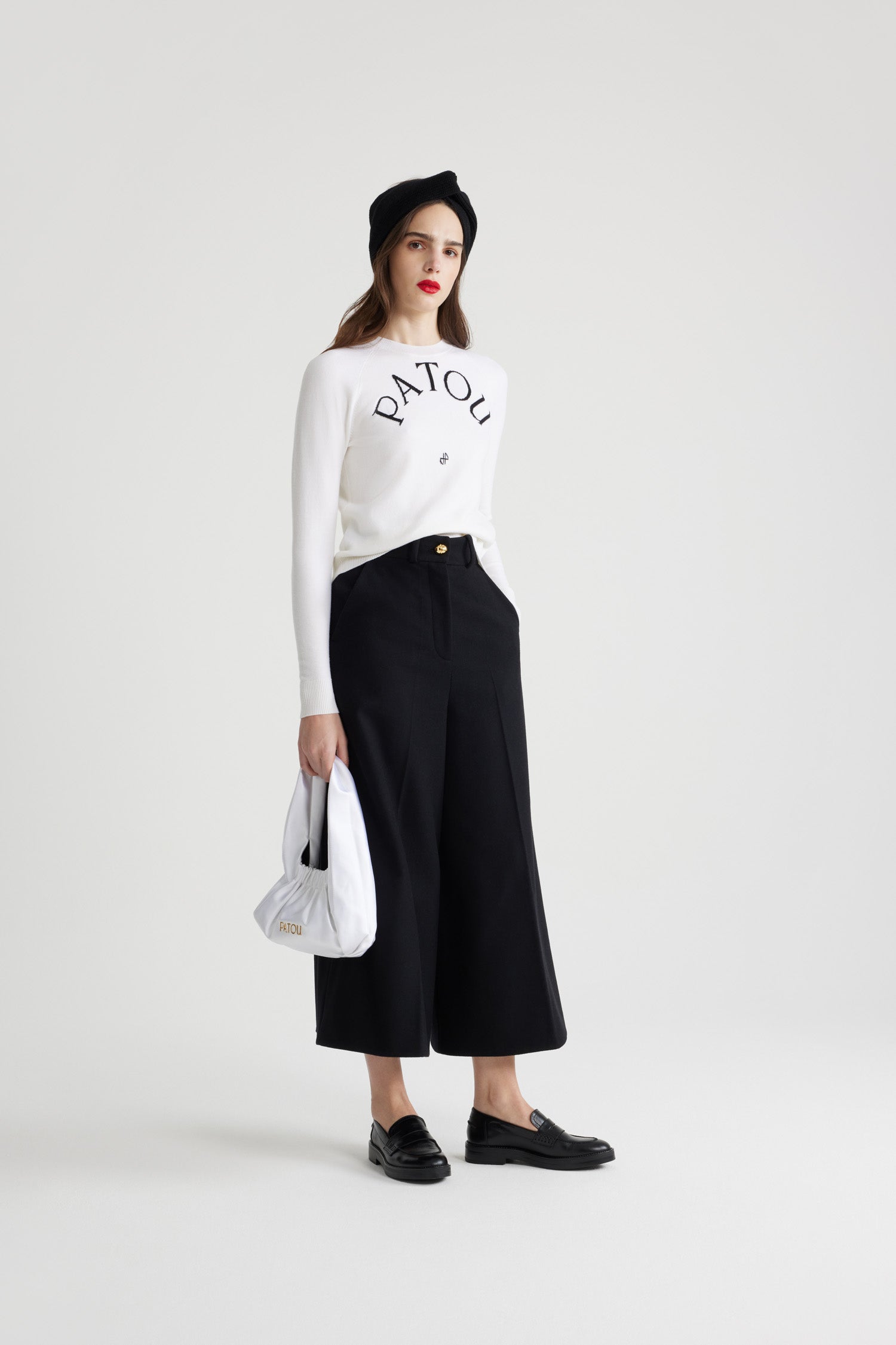 Patou H25KN1108080001W pull blanc laine merinos