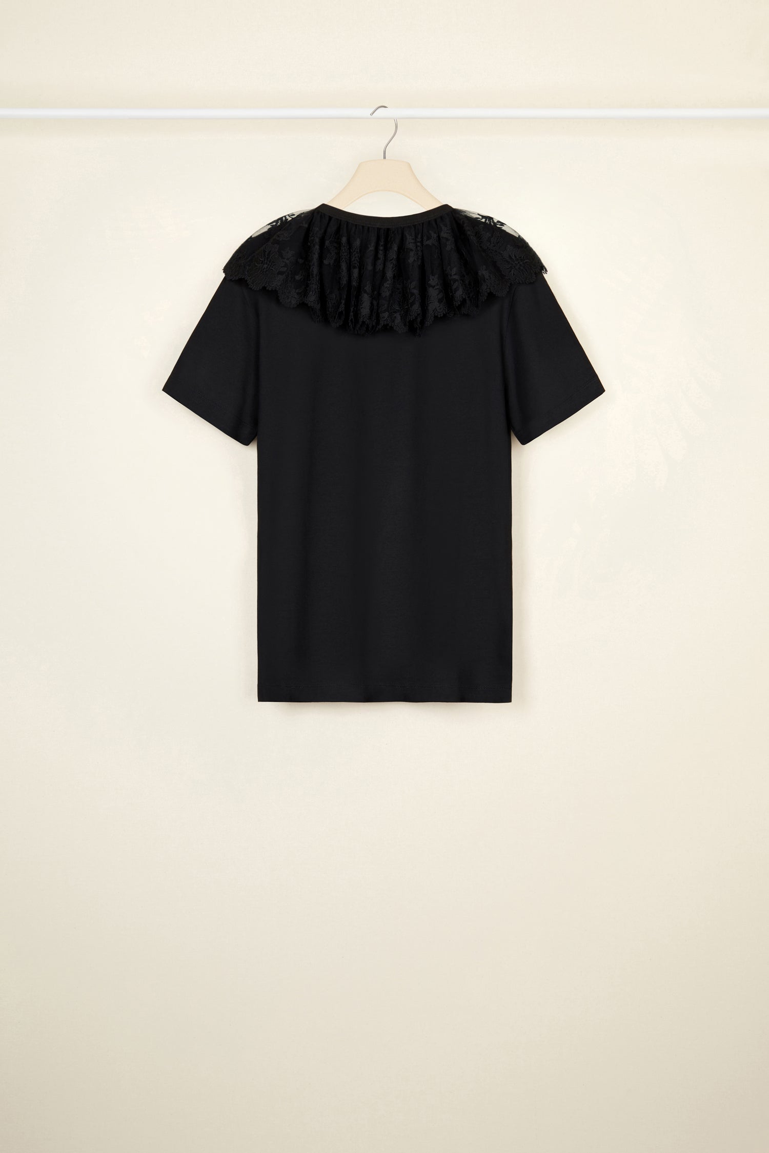 Patou t-shirt coton bio col dentelle noir XS
