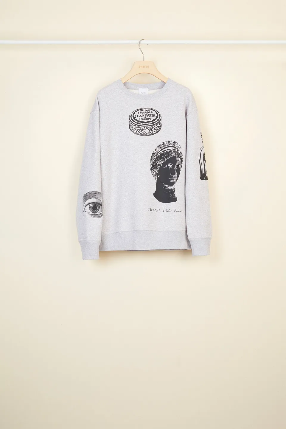 Patou JE0149995910A sweat coton bio oversize gris imprimé