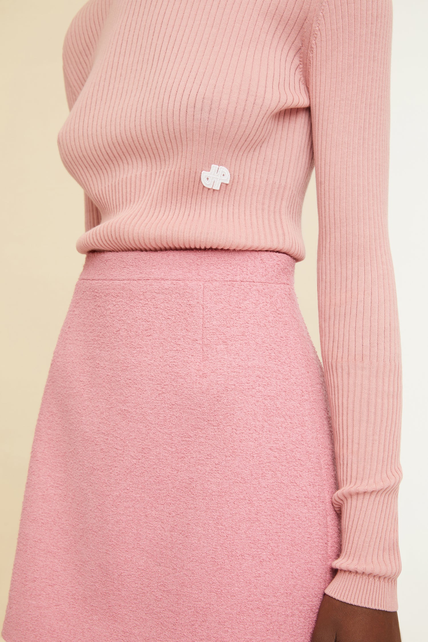 Patou Fitted pull coton bio côtelé rose Antique Pink