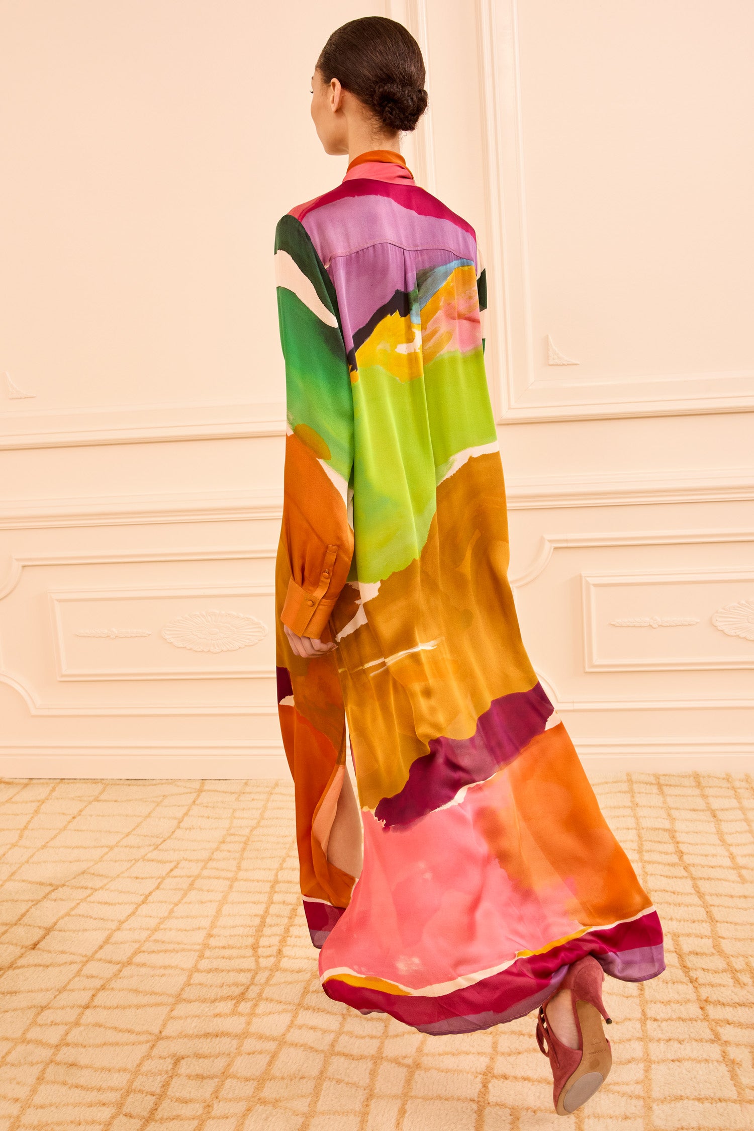 Ulla Johnson Critique robe midi soie satin multicolore