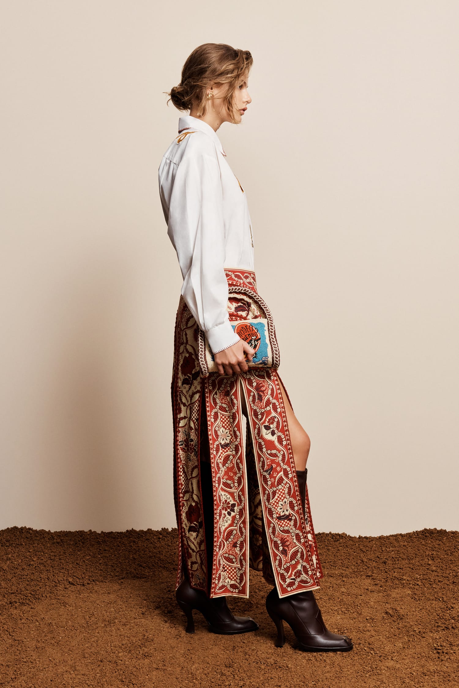 Alemaïs Kenny jupe midi fendue viscose lin