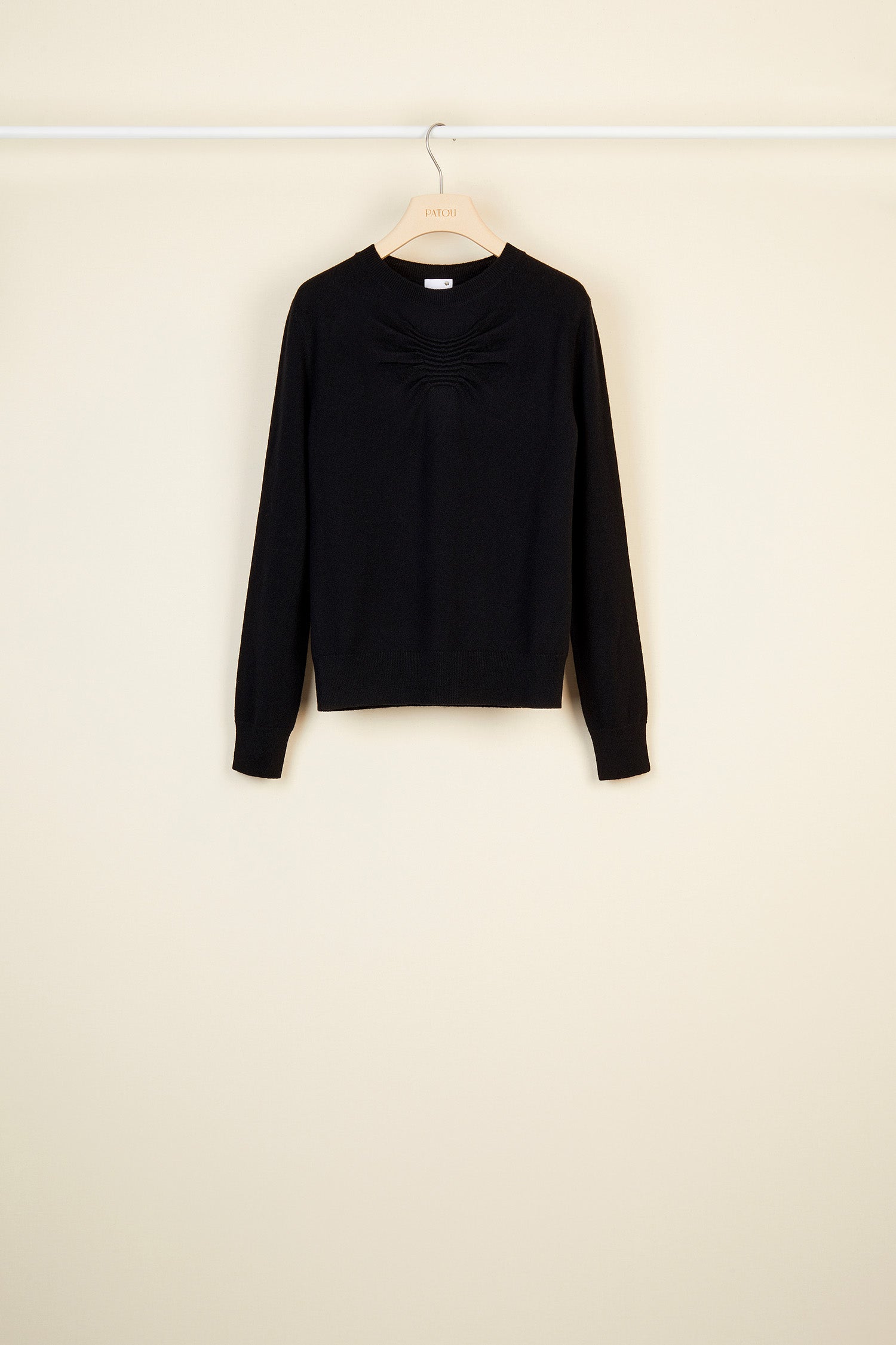 Patou KN001 pull mérinos cachemire smocké Black