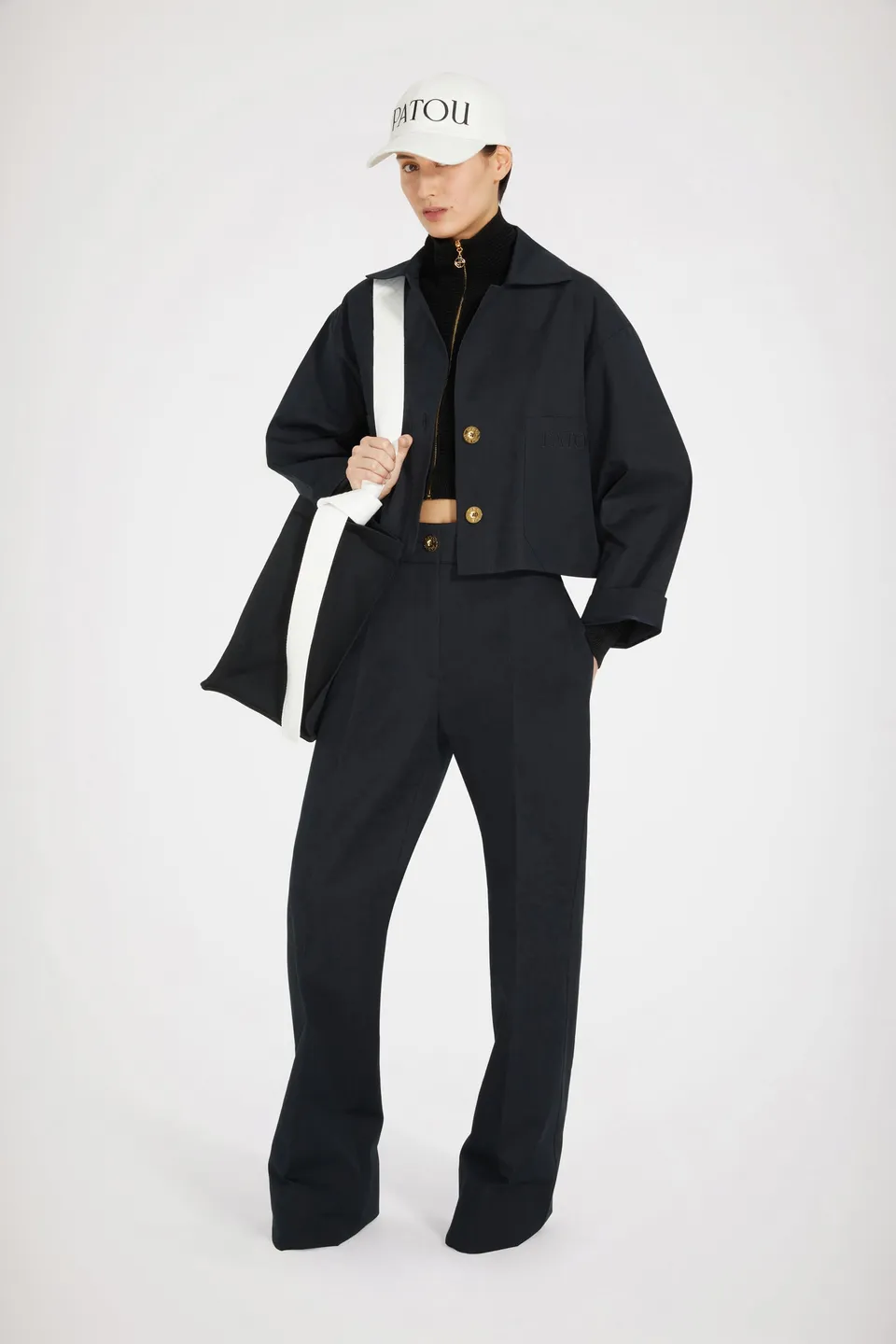 Patou H22OU0140124698N veste courte coton Night Blue