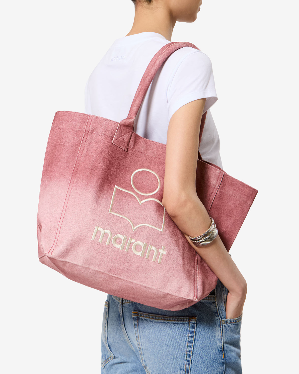 Isabel Marant Yenky Small sac cabas coton framboise