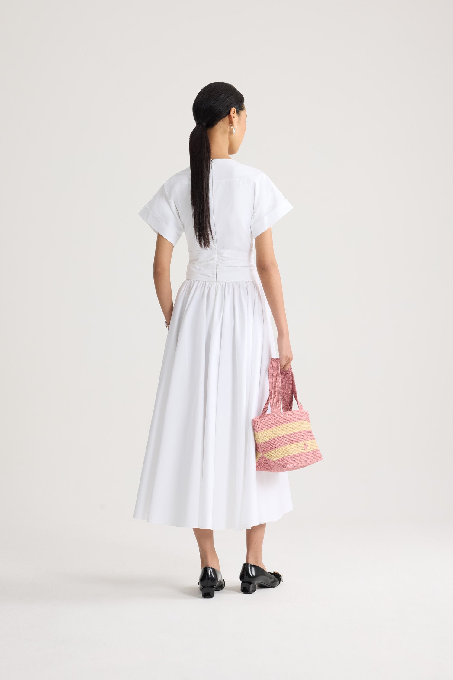 Patou DR241 robe midi blanche coton bio nouée