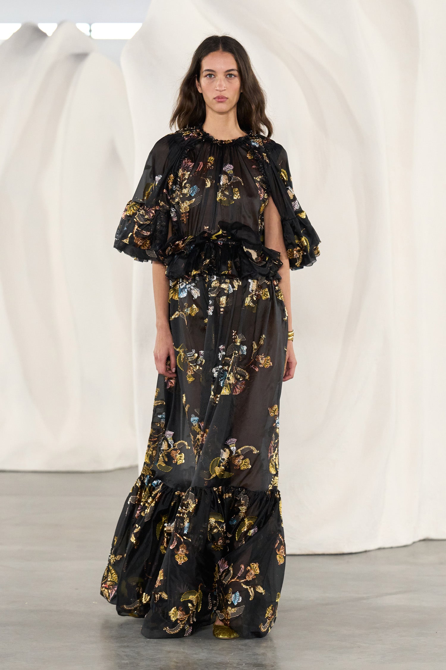 Ulla Johnson Dresses Diann Ruffled Silk Gown Raven noir soie