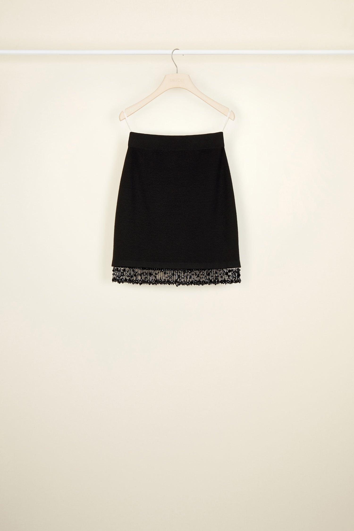 Patou KN032 minijupe laine noire taille XS perles