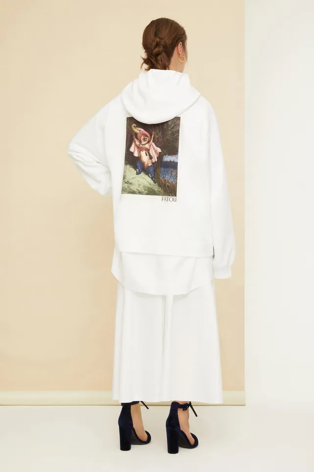 Patou Puss in Boots JE037 hoodie coton bio blanc XS-XL