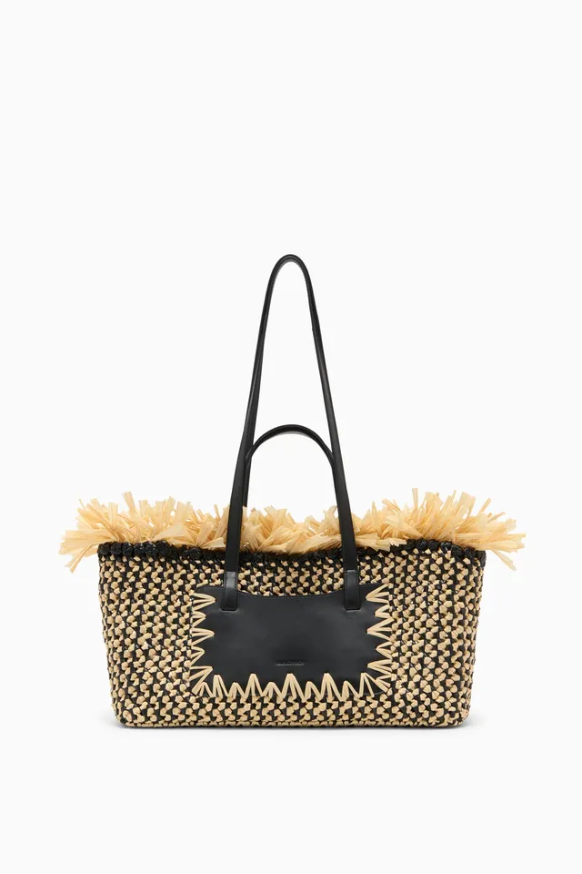 Ulla Johnson Lali Small E/W Tote sac noir natural cuir