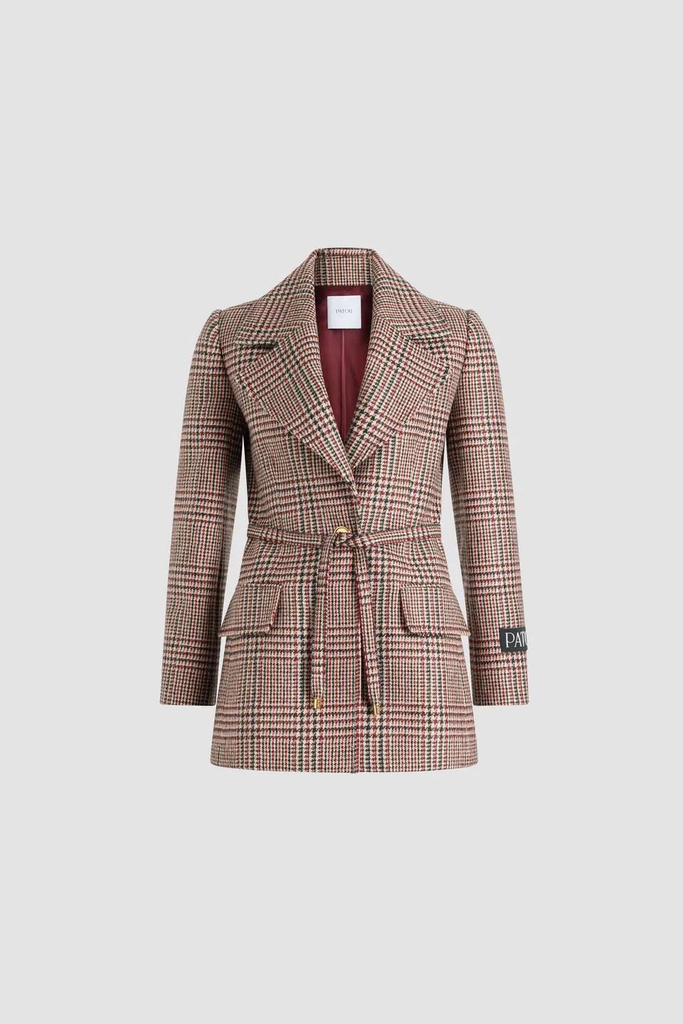 Patou JA061 veste longue Prince Of Wales flanelle laine