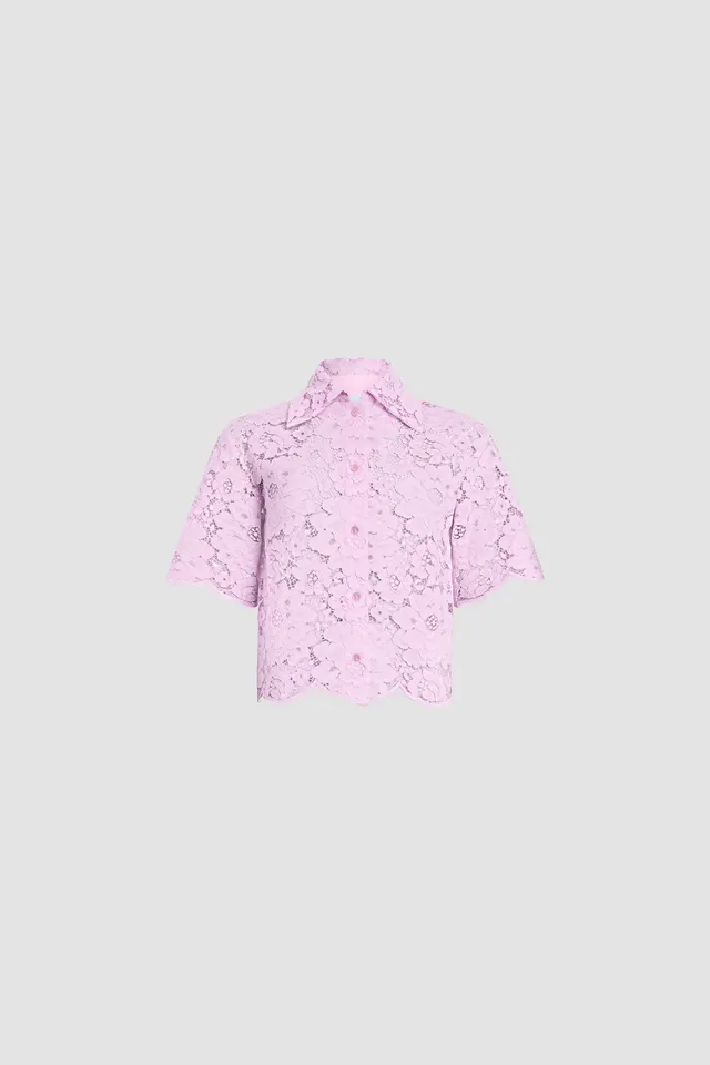 Patou BL056 chemise Pink Parfait 38 broderie fleurs