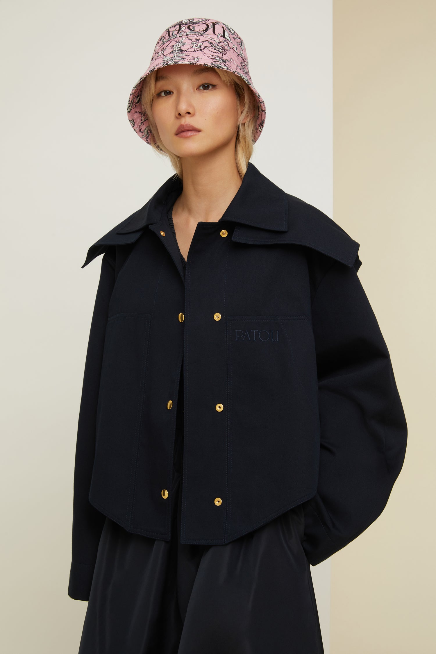 Patou P22OU0110074698N parka coton bio bleu nuit capuche