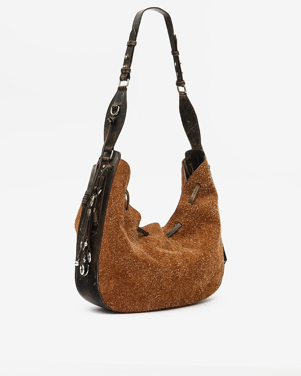 Isabel Marant Bolton PP0407FA sac hobo cuir velours châtaigne