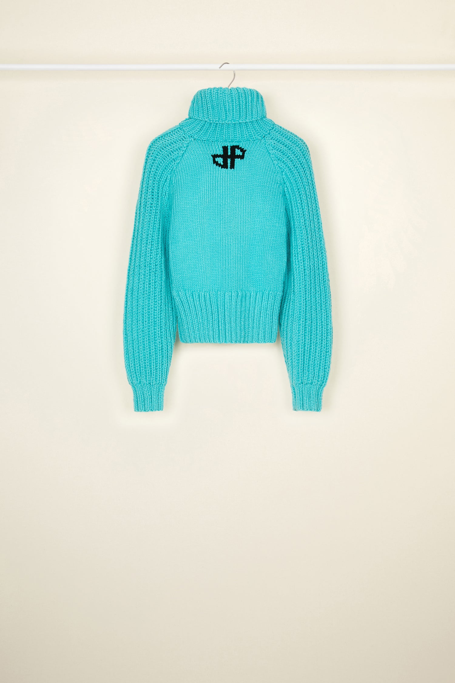 Patou Neige KN082 pull col roulé bleu laine mérinos