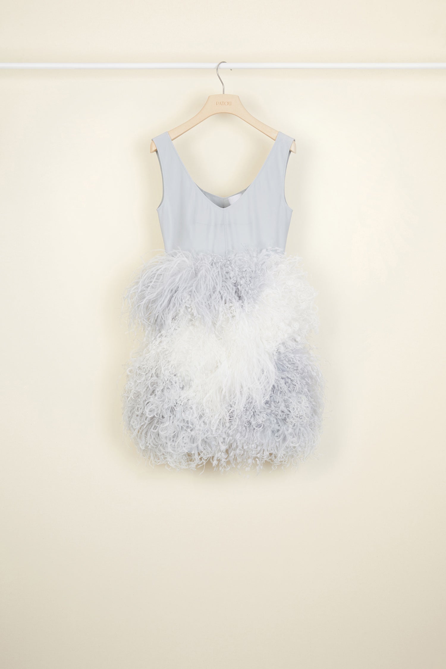Patou DR034 Robe soie plumes autruche Thousands Print